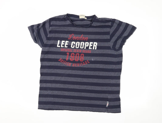 Lee Cooper Men's XL Blue Striped T-Shirt