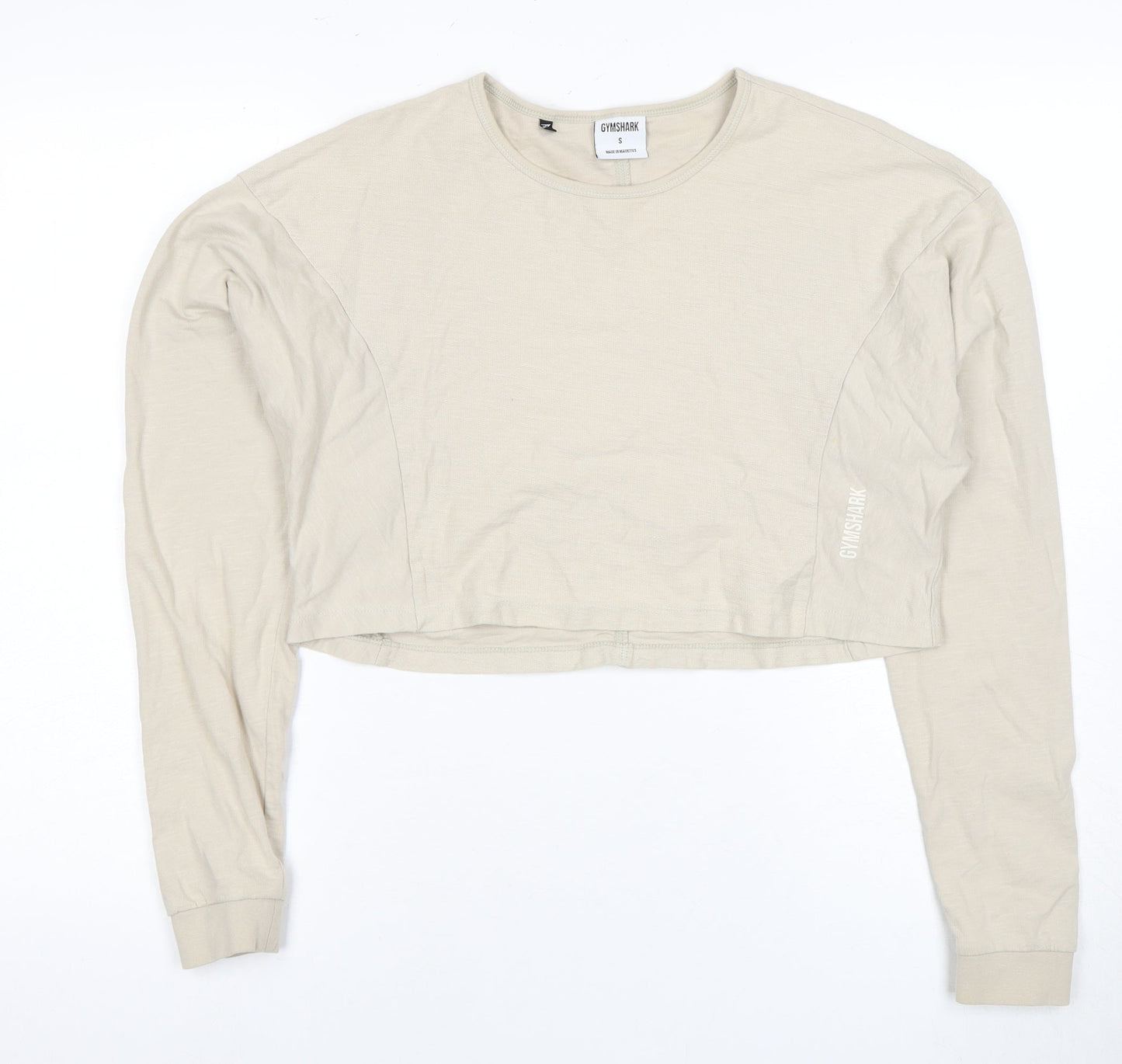 Gymshark Women's Cropped Beige Pullover Sweatshirt, Size S