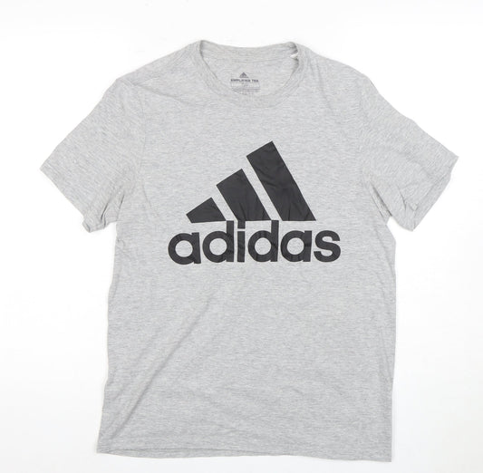 Mens UK Size S adidas Grey Cotton Blend T-Shirt