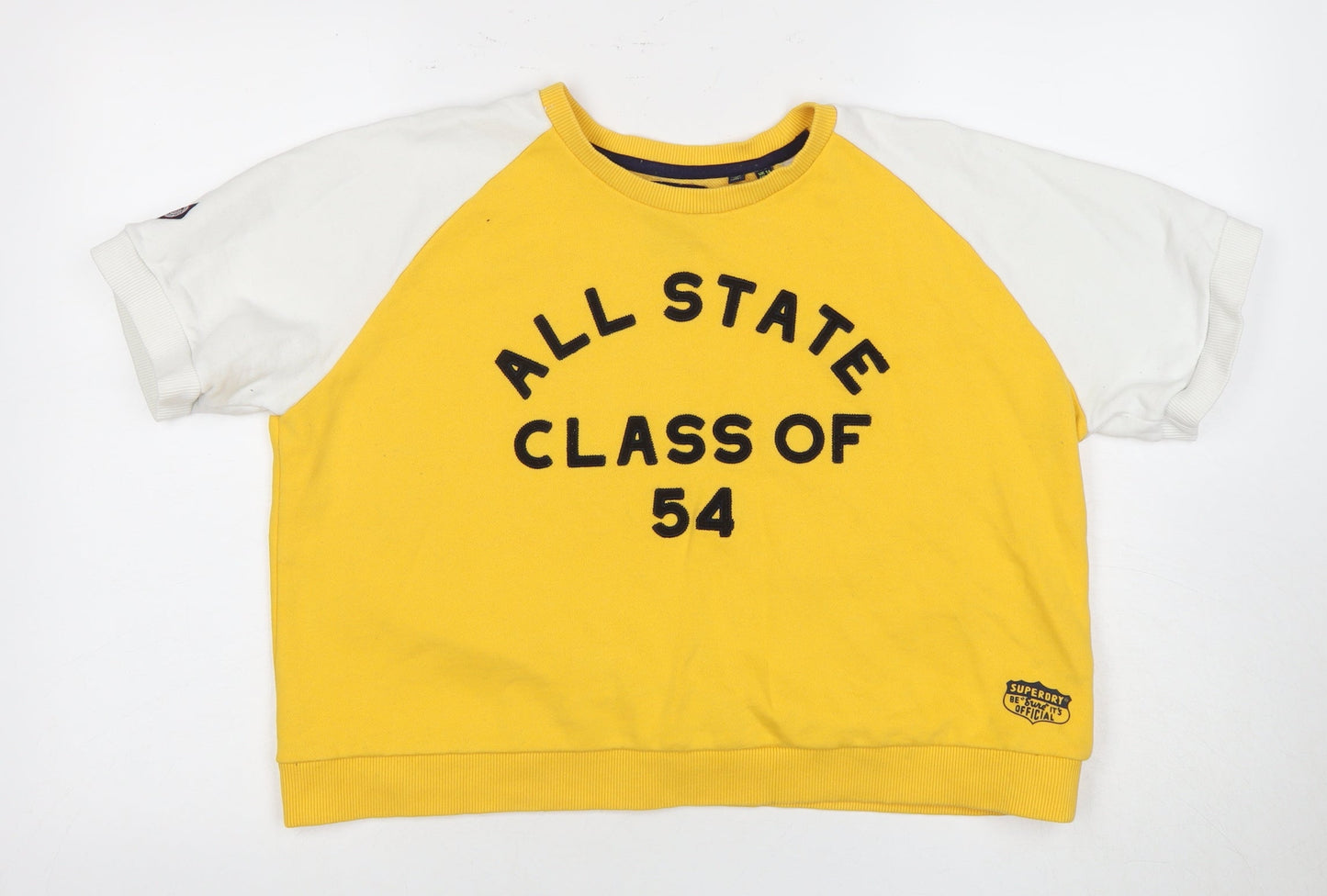 Superdry Women's Yellow Crew Neck T-Shirt, Size 14, Casual