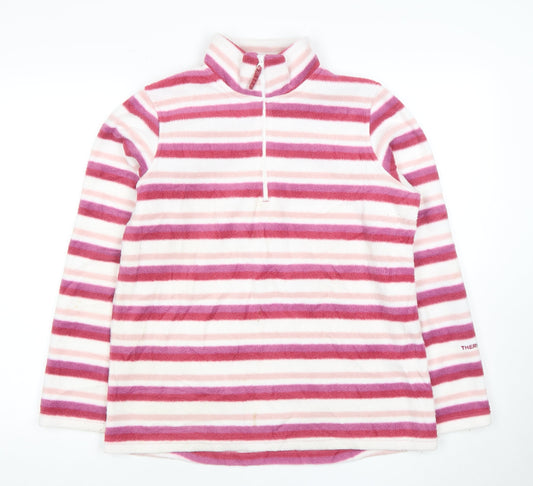 Peter Storm Women's Pink Striped Pullover, Size 14, Stylish Fleece