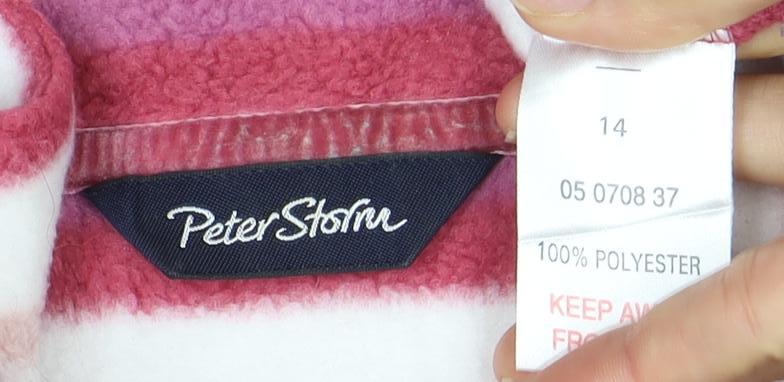 Peter Storm Women's Pink Striped Pullover, Size 14, Stylish Fleece