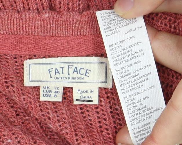 Fat Face Women's Red V-Neck Wrap Jumper Size 12