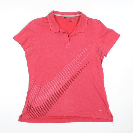 Nike Women's Red Polo Shirt M Collared Casual Comfort