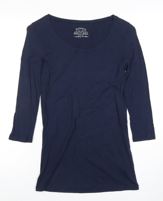Womens UK Size 6 FatFace Blue Cotton Blend T-Shirt