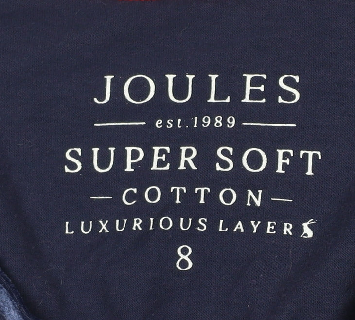 Joules Women’s Blue V-Neck Cotton Modal T-Shirt Size 8