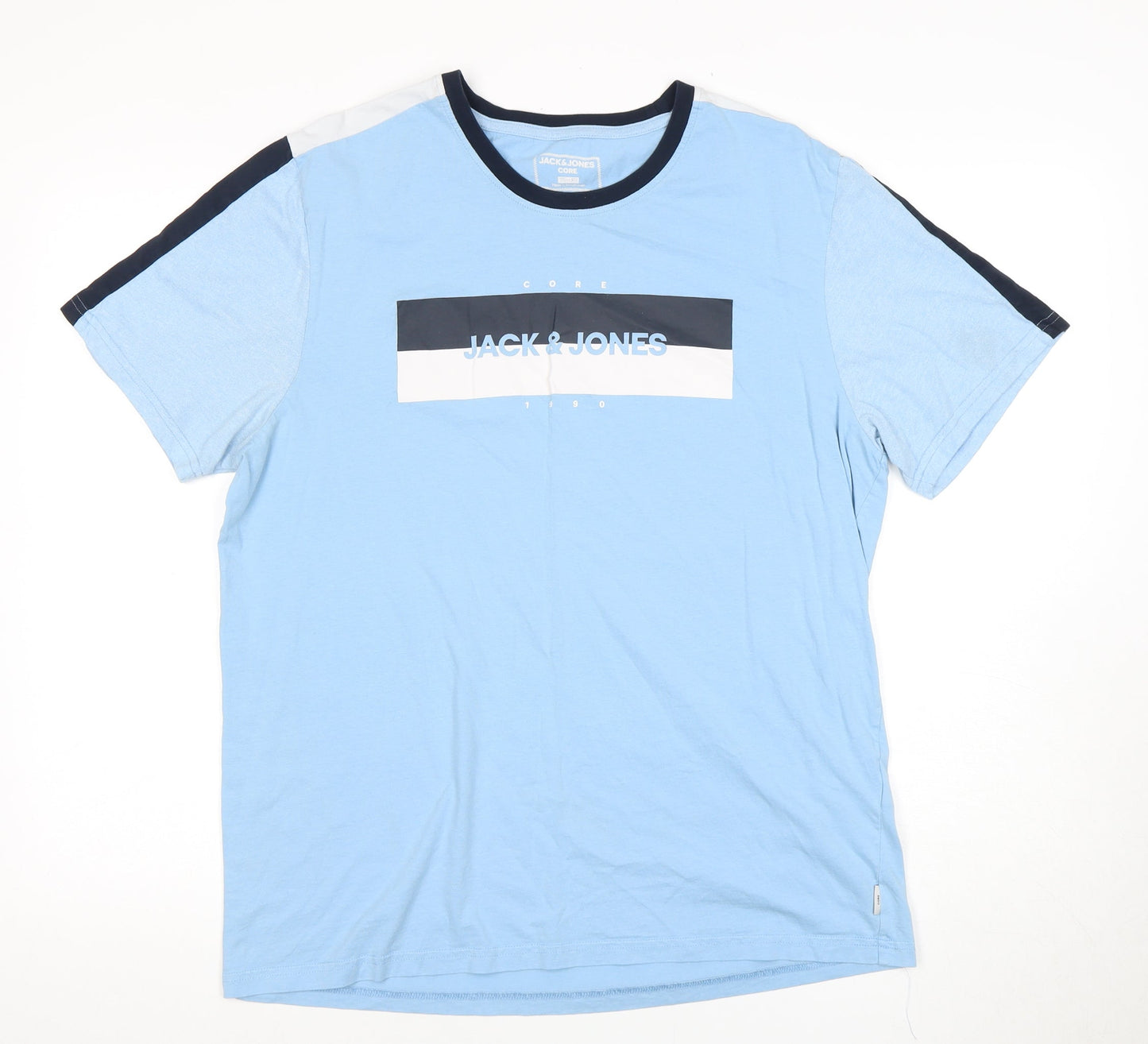 Jack & Jones Men's Blue Graphic Print 2XL Slim T-Shirt