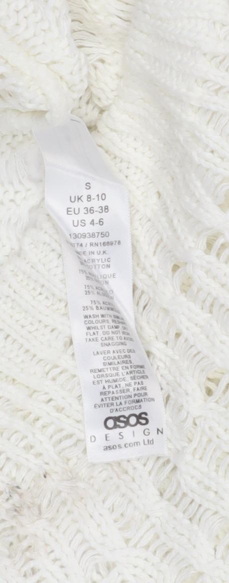 Close-up detail of ASOS Design Women's White Open-Knit jumper S