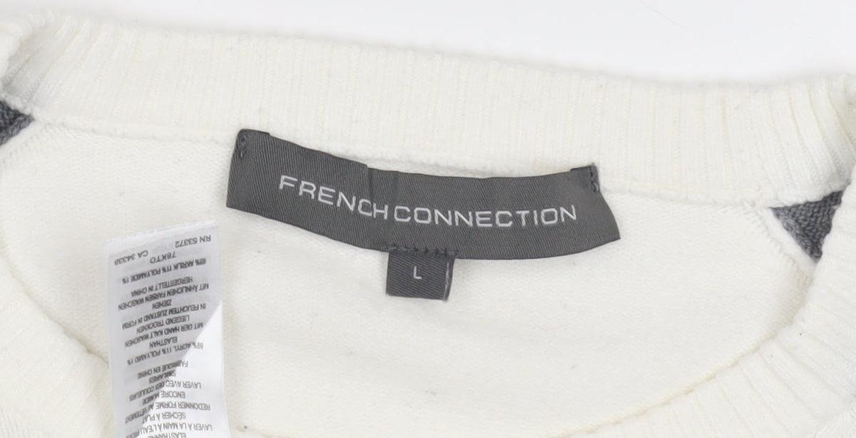 Close-up detail of French Connection Men’s Grey jumper L