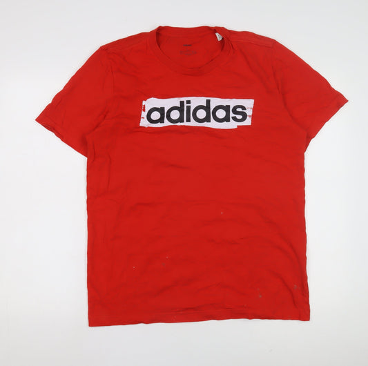 Mens UK Size L adidas Red Cotton T-Shirt