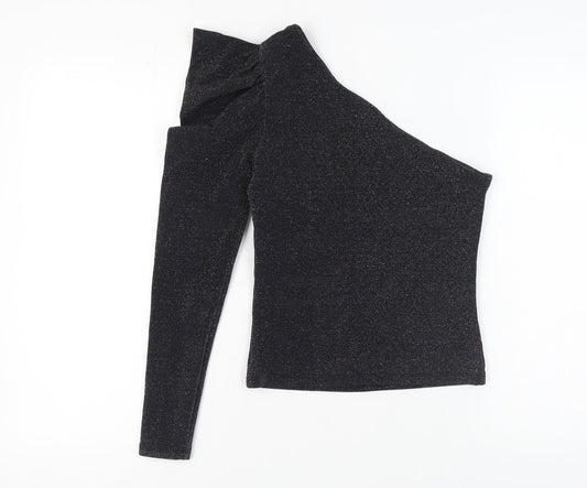 Womens UK Size M Pull & Bear Black Polyamide Blend Blouse