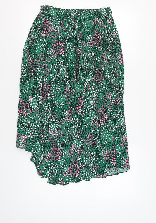 Topshop Women's Green Animal Print Midi Skirt, Size 10