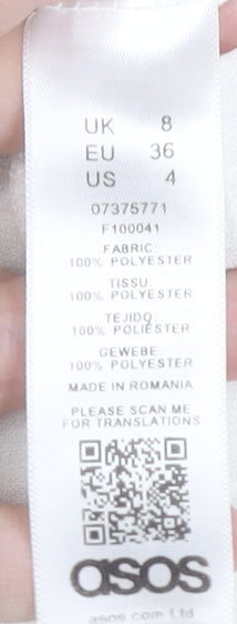 Close-up detail of ASOS Women's White Button V-Neck Blouse, size 8