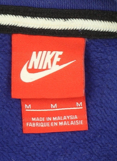 Nike Men's Blue Pullover Hoodie, Medium, Logo Accent