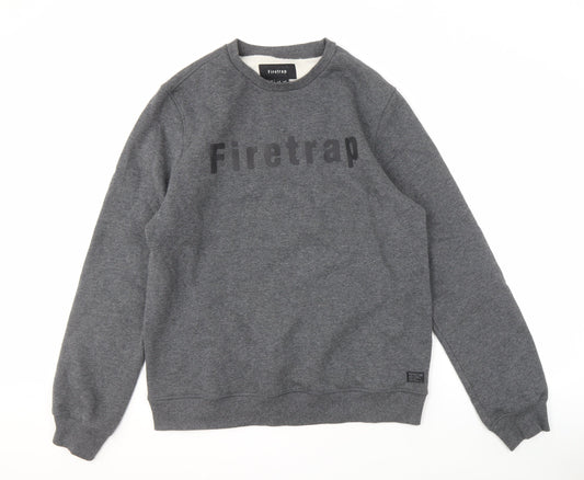 Firetrap Men's Grey XL Pullover Logo Sweatshirt