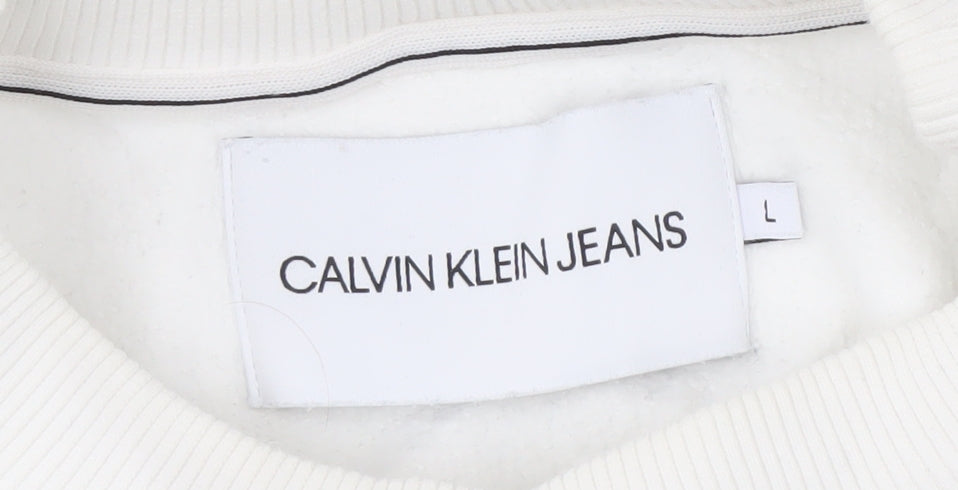 Calvin Klein Jeans Men's White Logo Sweatshirt L