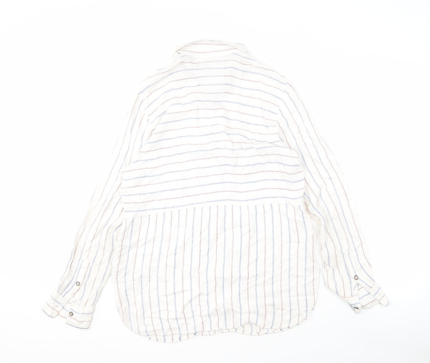 Superdry Women's White Striped Button-Up Shirt L