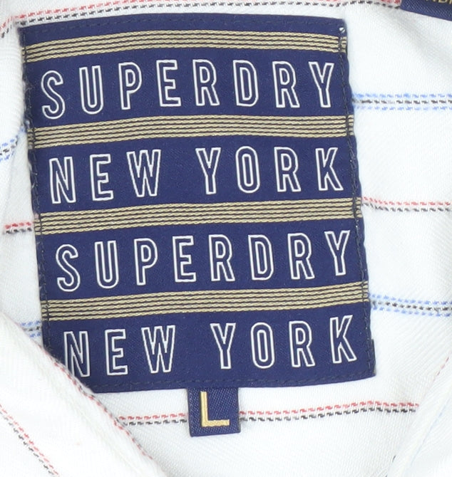 Superdry Women's White Striped Button-Up Shirt L
