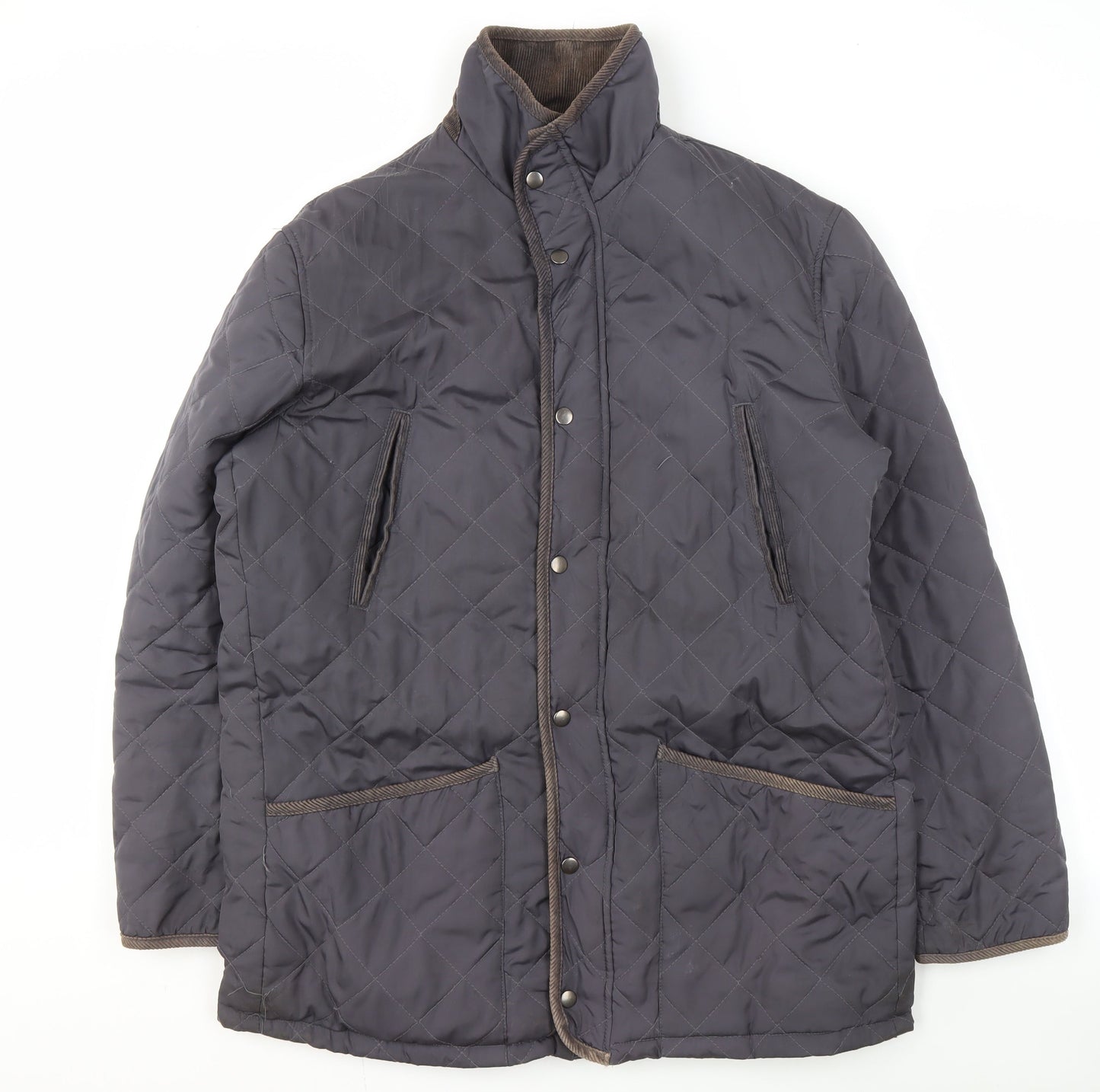 Paul Costelloe Men's Black Quilted Jacket L Stand-Up Collar