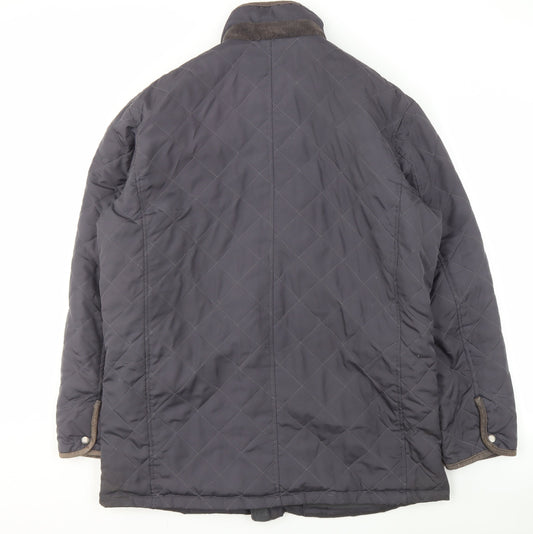 Paul Costelloe Men's Black Quilted Jacket L Stand-Up Collar