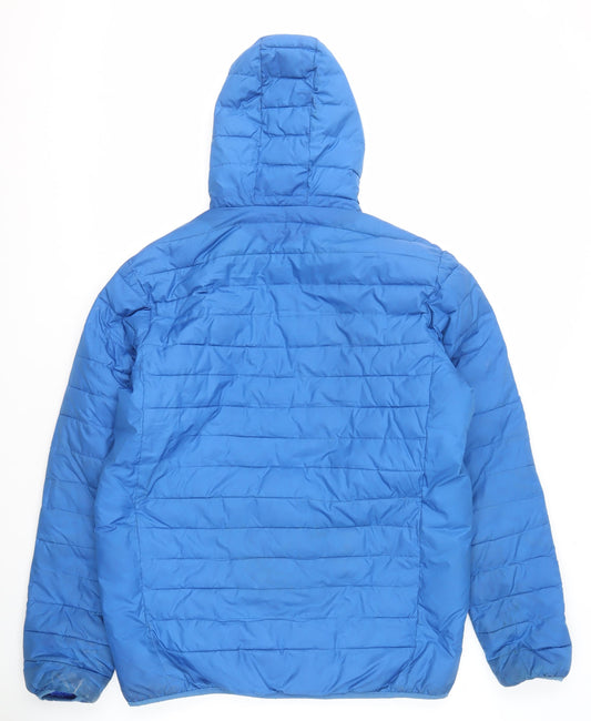 Quiksilver Men's Blue Puffer Jacket L Hooded Winter