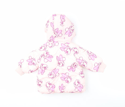 Primark Girls Pink Disney Puffer Jacket 3-6 Months - Minnie Mouse