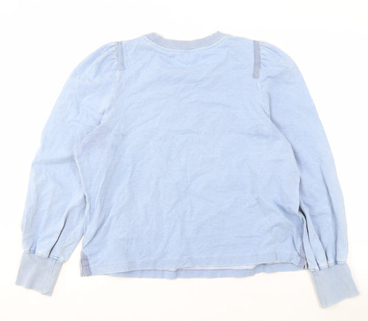 Whistles Women's Blue Long Sleeve Basic T-Shirt Size L