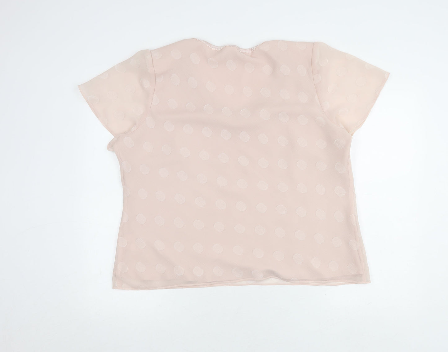 Jacques Vert Women's Beige V-Neck Polka Dot Top Size 22
