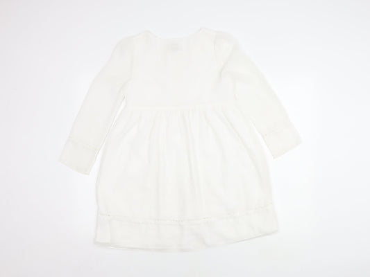 Monsoon Girls Ivory Long Sleeve Dress 11 Years