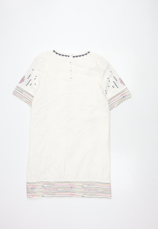 White Stuff Women's Multicoloured Dress, Size 8, Embroidered