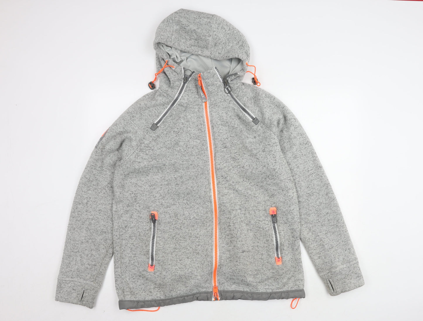 Superdry Men's Grey Hooded Jacket 2XL Full Zip Casual