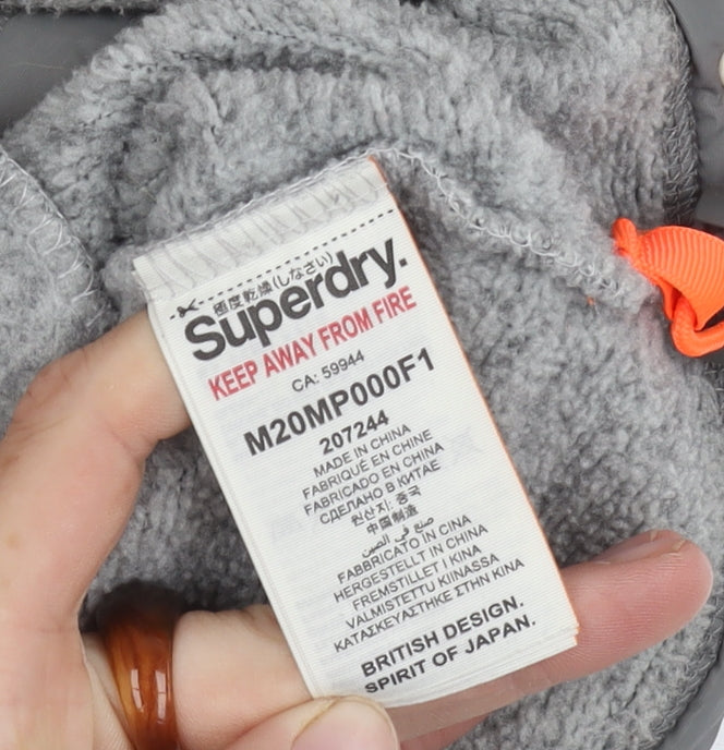 Superdry Men's Grey Hooded Jacket 2XL Full Zip Casual