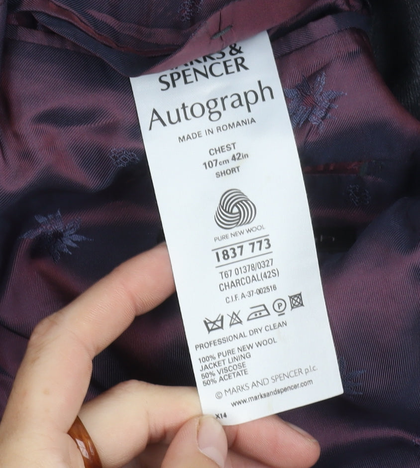 Marks and Spencer Men's Grey Wool Blazer, 42S