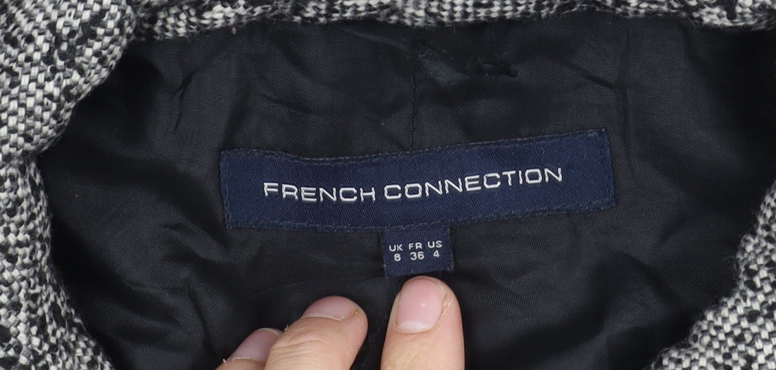 Brand and care label for French Connection Women's Black Coat, size 8
