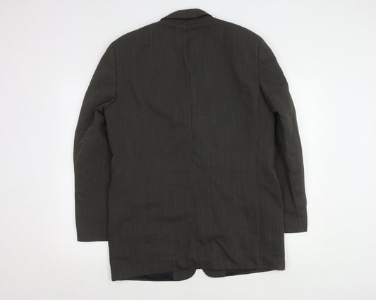 Van Gils Grey Men's Blazer 40R, Wool, Stripe Pattern