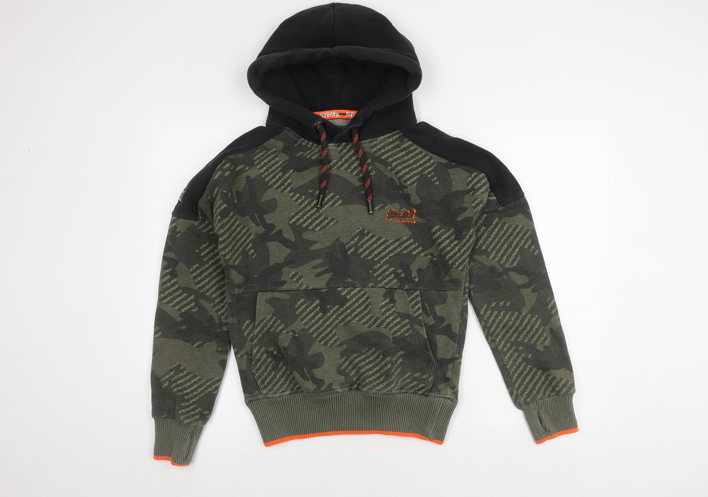 Superdry Men's Green Camouflage XS Pullover Hoodie