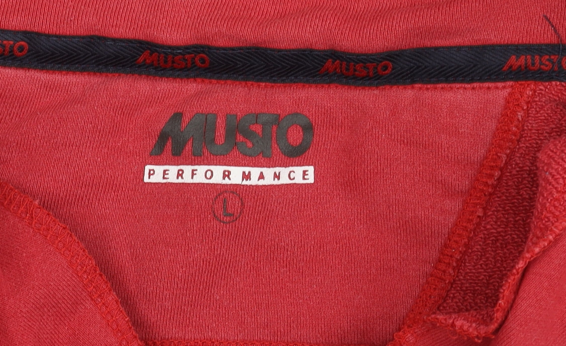 Musto Men's Red Cotton 1/4 Zip Sweatshirt L