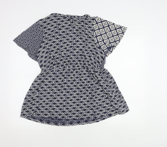 Fat Face Women's Blue Geometric Tunic Blouse Size 12