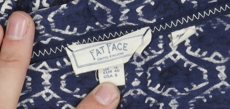 Fat Face Women's Blue Geometric Tunic Blouse Size 12