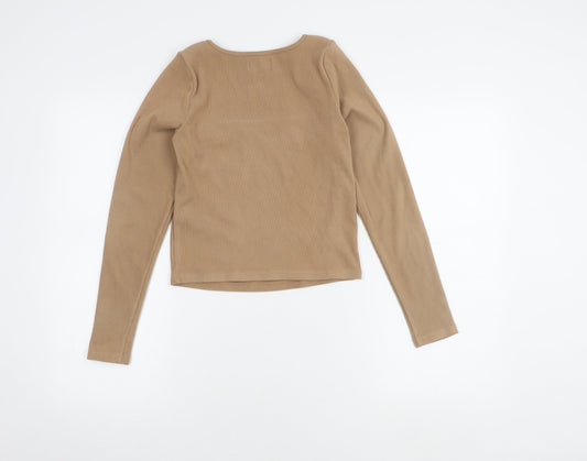 Hollister Women's Beige Square Neck Top L