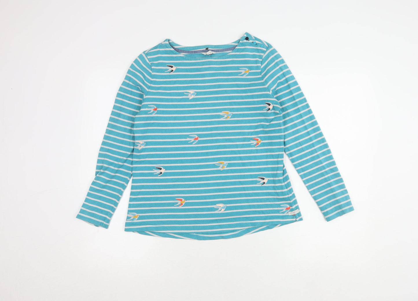 White Stuff Women's Blue Striped T-Shirt, Size 12