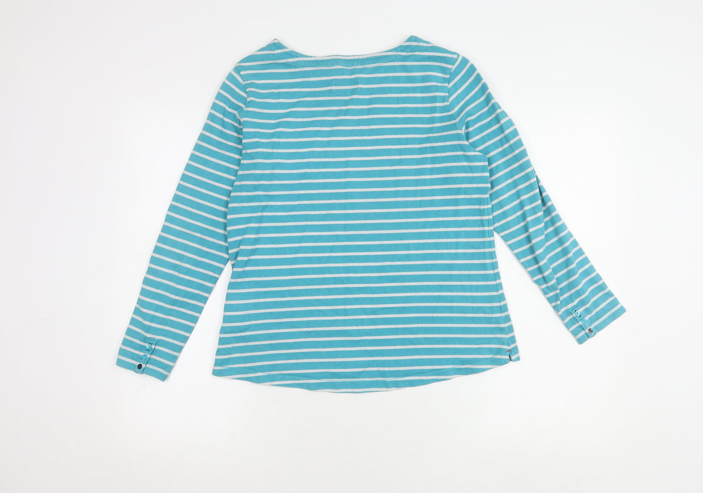White Stuff Women's Blue Striped T-Shirt, Size 12