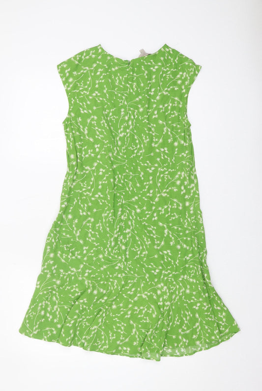 Hobbs Women's Green Floral Sleeveless Dress Size 8