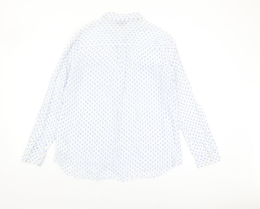 Gap Women's White Button-Up Shirt, M, Geometric Pattern