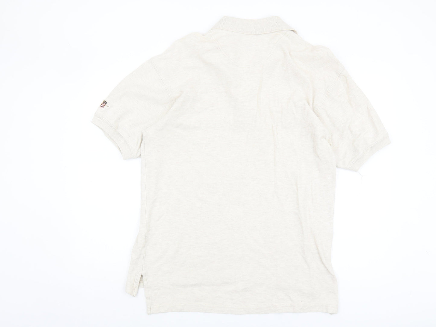 Gant Men's Beige Polo Shirt M, Short Sleeve, Cotton