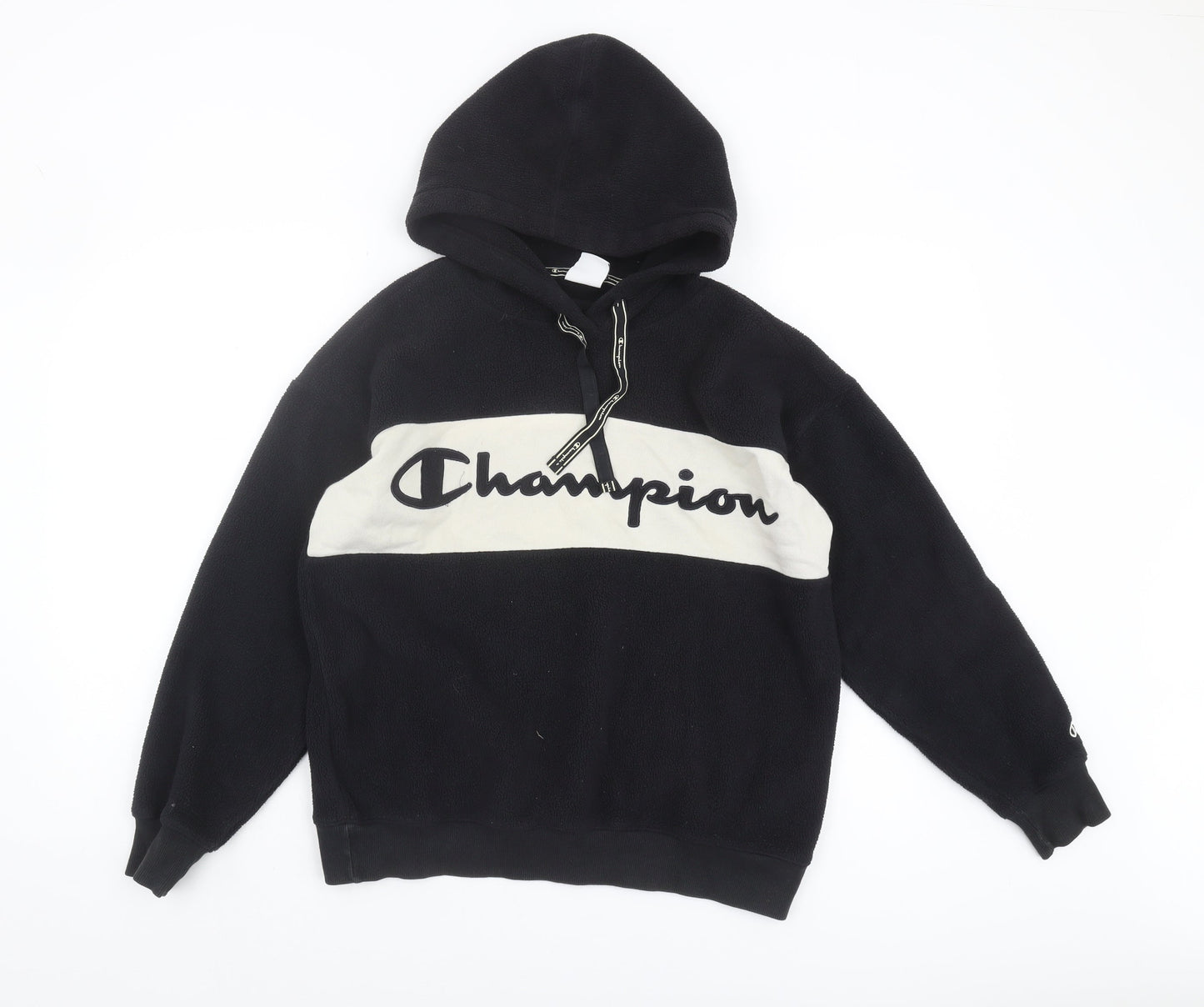 Champion Black Unisex Hoodie S - Logo Sports Fleece Casual