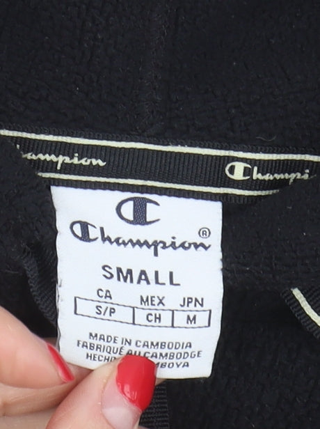 Champion Black Unisex Hoodie S - Logo Sports Fleece Casual