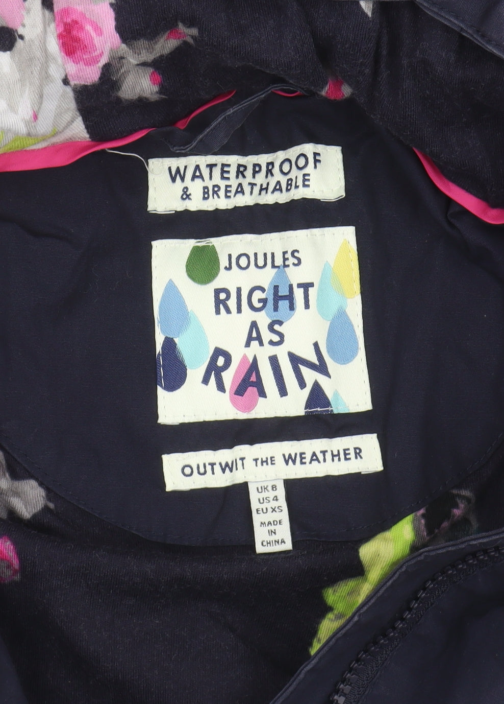 Joules Women's Blue Parka XS Waterproof Coat