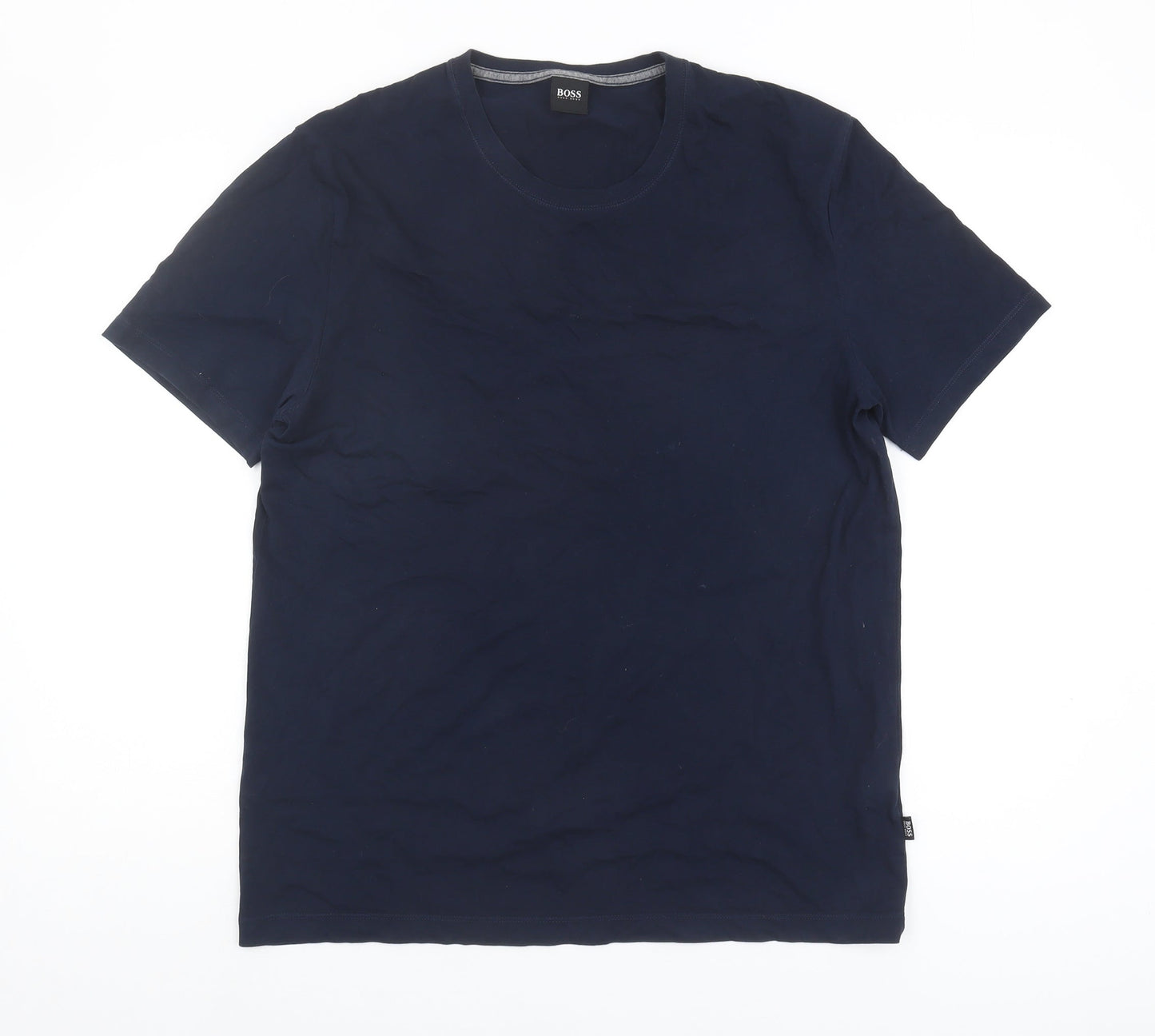 BOSS Men's Blue T-Shirt, Large, Short Sleeve, Crew Neck
