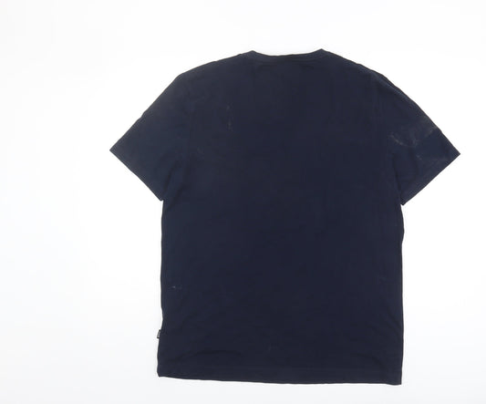 BOSS Men's Blue T-Shirt, Large, Short Sleeve, Crew Neck